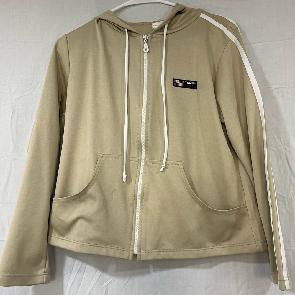 TOMMY SPORTS US Tan Polyester Hoodie Size Youth Large